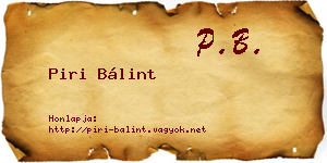 Piri Bálint névjegykártya